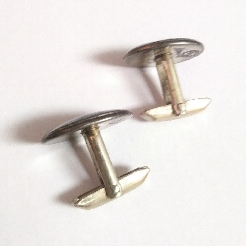 Vintage Sterling Silver Mens MEXICAN cufflinks abalone 1940s 1950s